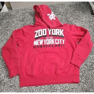 Y2k Vtg Zoo York Hoodie Mens L Red New York City Unbreakable Graphic Punk Skater